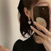 Французские винтажные серьги-подвески с жемчугом 'Любовь' для женщин Металлическая пуговица с текстурой Аксессуары для украшений