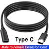Кабель-удлинитель USB C Быстрая зарядка Кабели для передачи данных Type-C Папа-Мама Удлинительный шнур Разъем для зарядного устройства для ноутбуков Планшетов