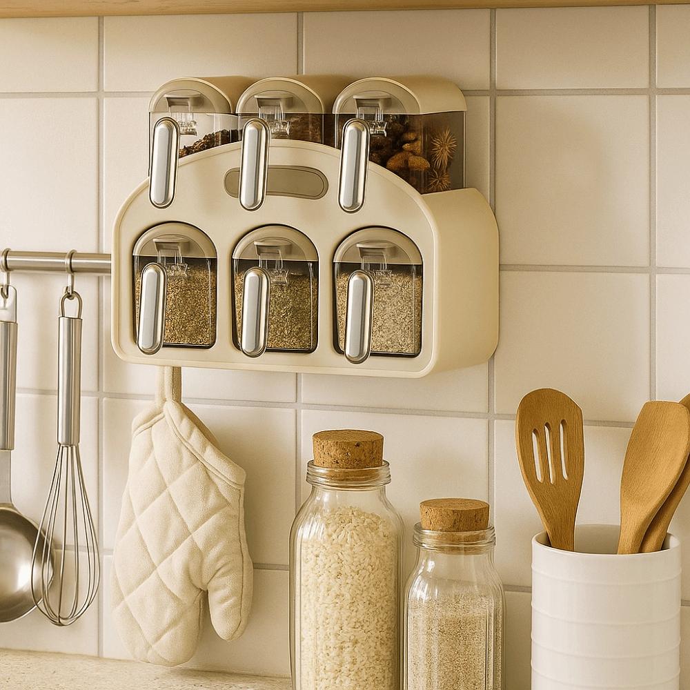 Влагозащищенный настенный контейнер для приправ, пластиковая полка для хранения специй, кухонные принадлежности