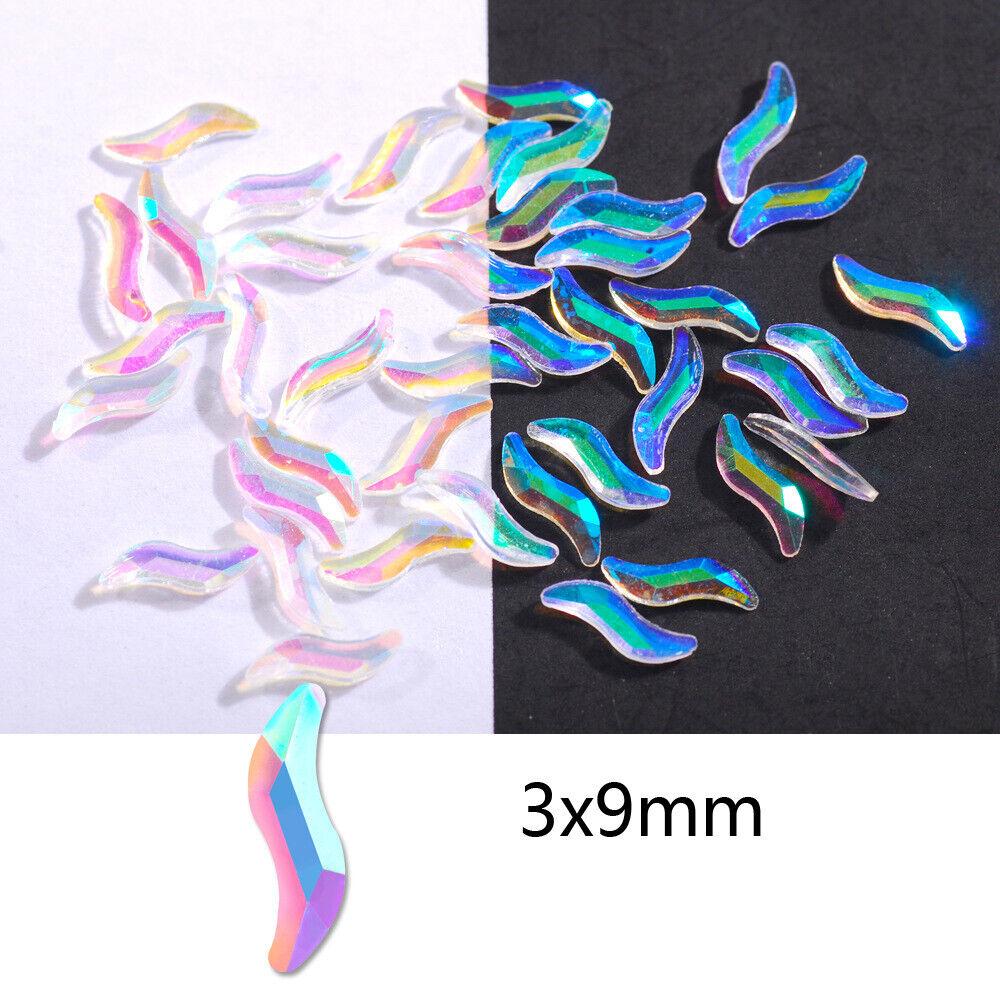 100Pcs Aurora Resin 3D Nail Rhinestones Crystal Gem Stone Nail Art Decoration