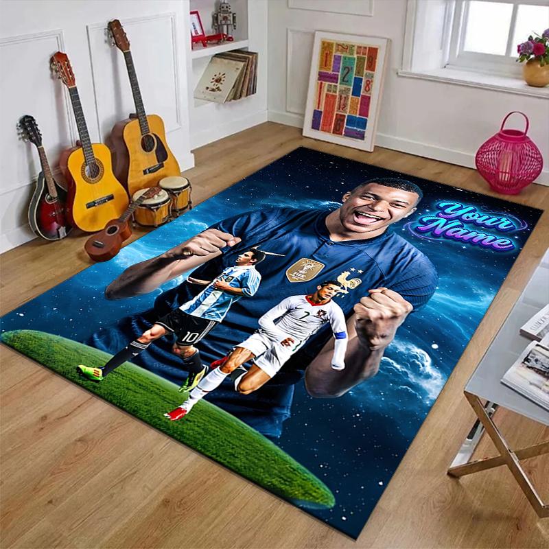 M-Mbappe Design Area Rug Personalized Name- Non-Slip, Soft & Cozy Floor Mat for Living Room, Office - Indoor/Outdoor Carpet