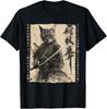 Samurai Cat Warrior Ukiyo Ink Artwork Cat Samurai Gift Unisex T-Shirt