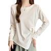 [ODFMCE] T-shirt Ladies Long Sleeve Spring Cotton Plain Color Fashionable Beautiful Relaxing Big Size Is (JP, Alphabet, L, White)