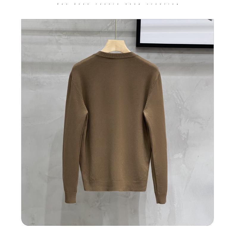 Мужской однотонный вязаный свитер с круглым вырезом - повседневный, осень/зима 2023
