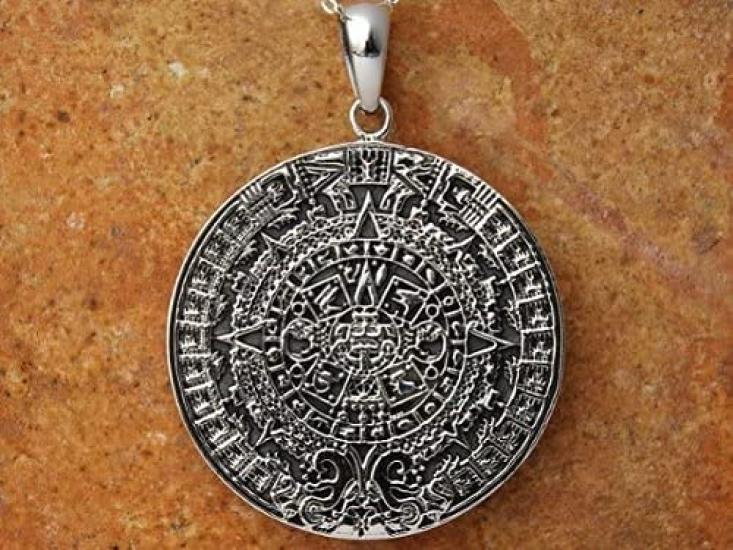 Мексика Майя Ацтеки Календарь Камень Солнца Подвеска Топ Серебро 925