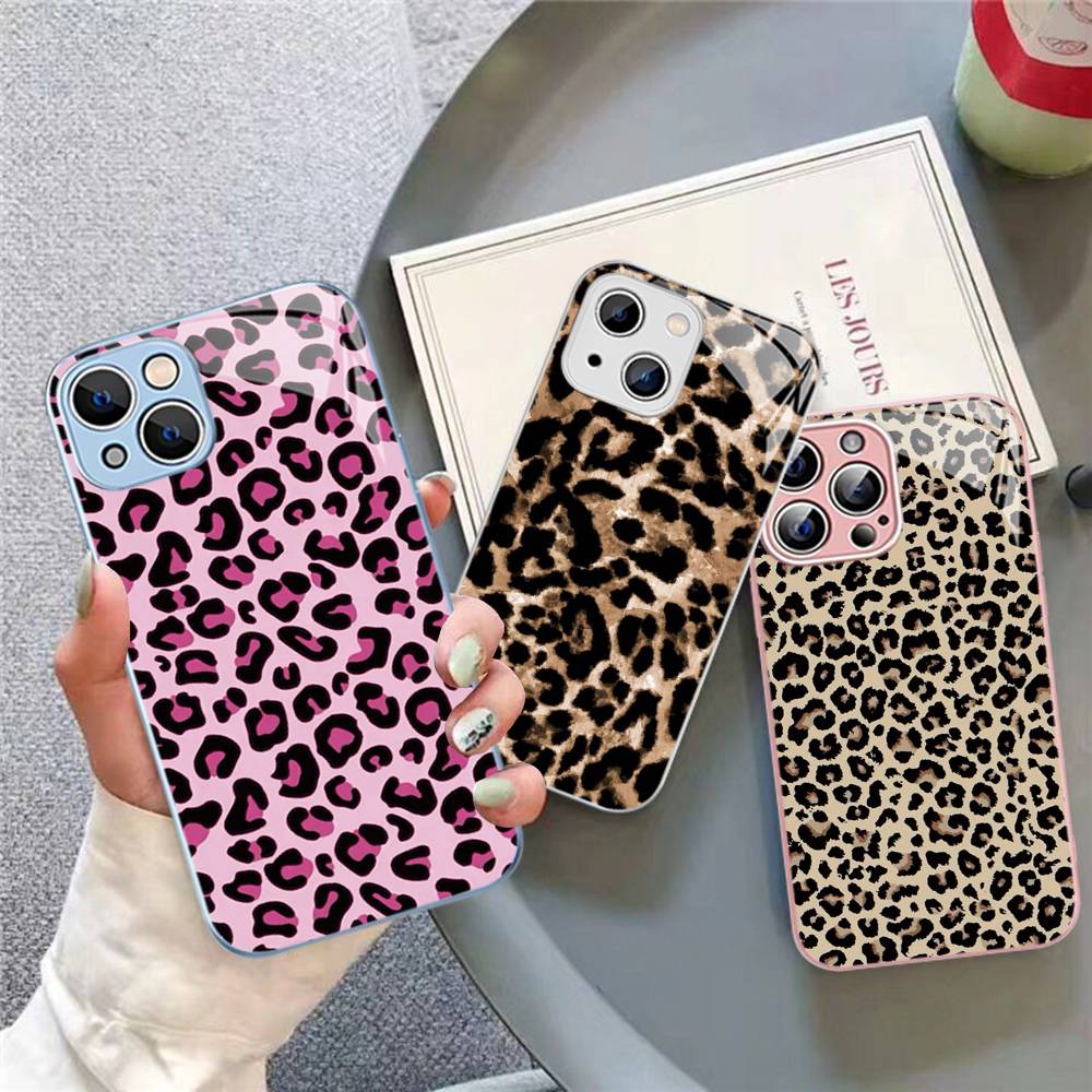 Закаленное стекло с принтом леопарда и гепарда для iPhone 14 13 12 11 Pro Mini XS MAX 14Plus X XS XR Чехлы