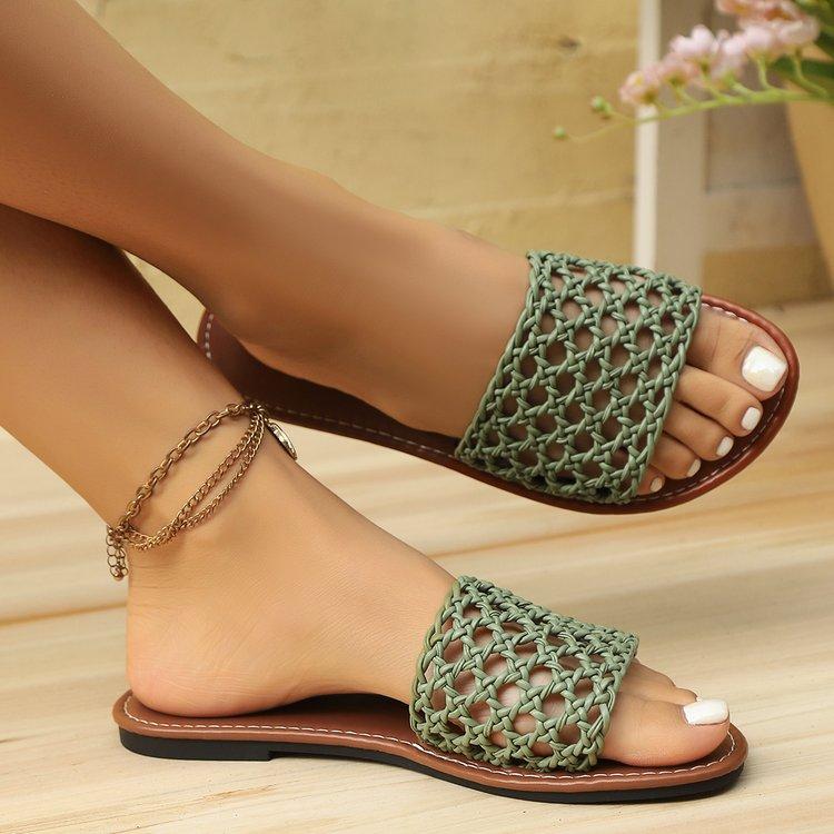 Модная женская обувь на распродаже 2025 Бренд Базовые женские тапочки Уличные тапочки Женские Туфли с квадратным носком на плоской подошве с открытым носком Женские Zapatos