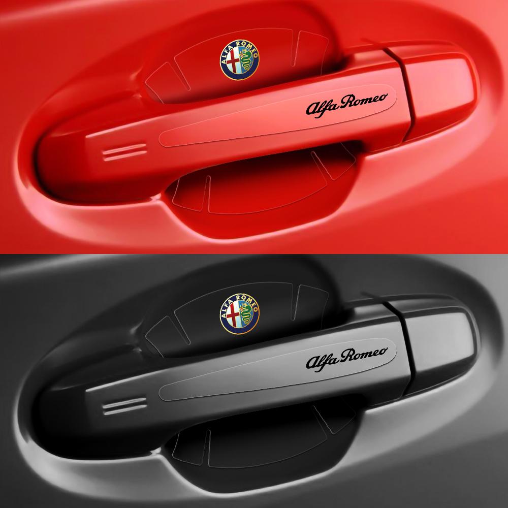 SVMHZ1 4/8pc Car Door Handle Cup Protector Film Anti Scratch Stickers For Alfa Romeo Tonale 147 159 156 Mito Stelvio Sportiva Giulietta