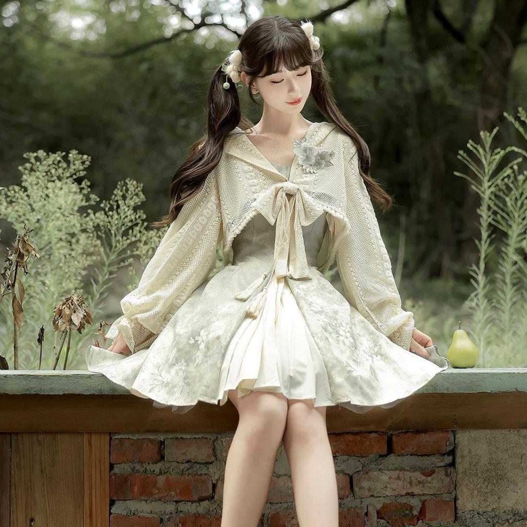 Женский комплект Yi Meng Ge Fangcao Ji Hanfu — топ и платье в китайском стиле 7389