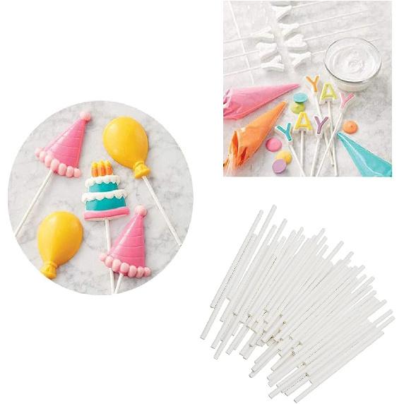 4 Inch White Lollipop Sticks, Lollipop Treat Sticks, for Homemade Candy, Cookies, Dessert, 200 Pcs