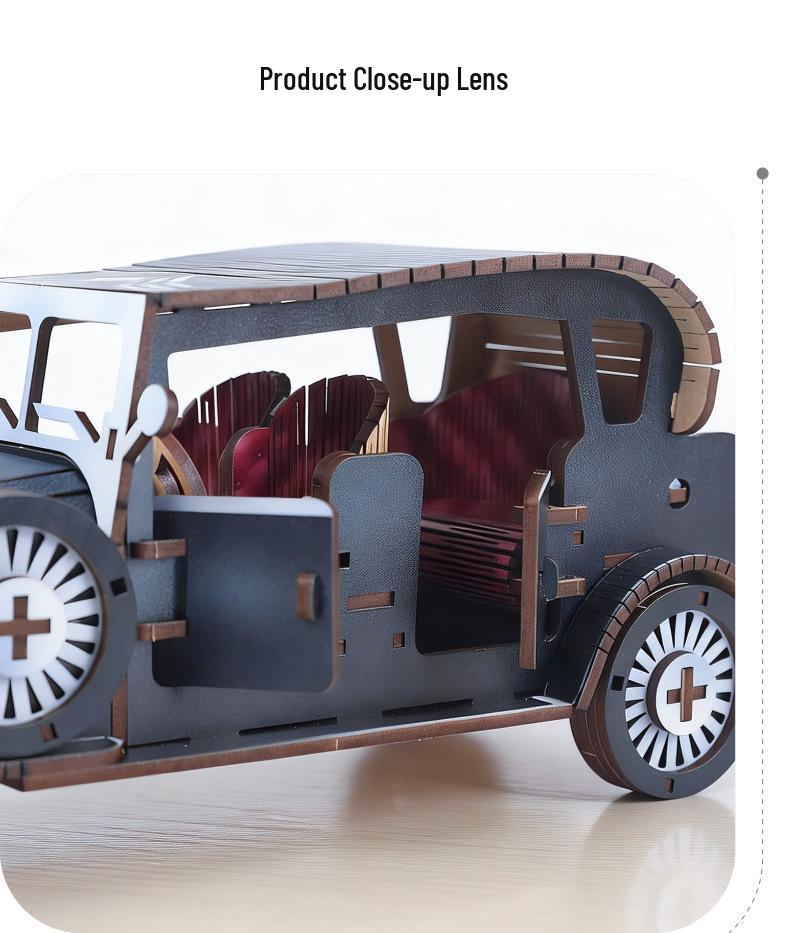 Ручная сборка DIY Деревянная 3D модель классического автомобиля, пазл, орнамент