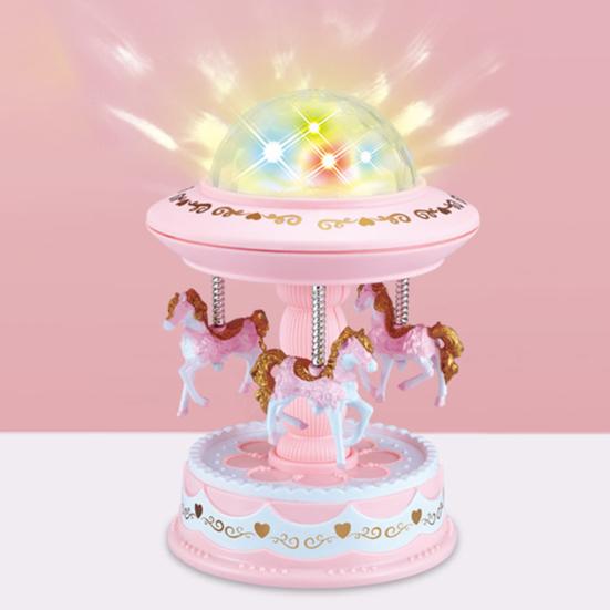 Музыкальная шкатулка в мультяшном стиле, карусель, легкая, с проекцией, музыкальная шкатулка, карусель, светящаяся, подарок для детей