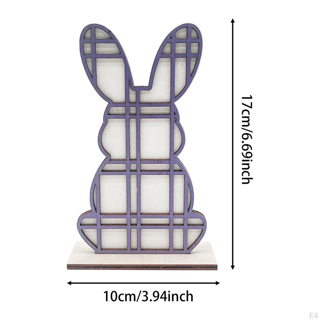 Easter Bunny Wood Sign Desktop Ornament Decor Rabbit Tabletop Centerpiece for Shelf Indoor