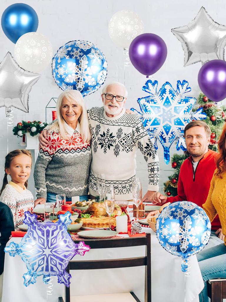 12pcs winter snowflake party decoration balloons set winter theme Christmas decoration birthday princess party supplies