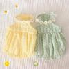 New Floral Style Collar Cat Dress Cute Yellow Green Puppy Tutu Skirt Thin Mini Pet Clothes Cat Party Dress for Summer
