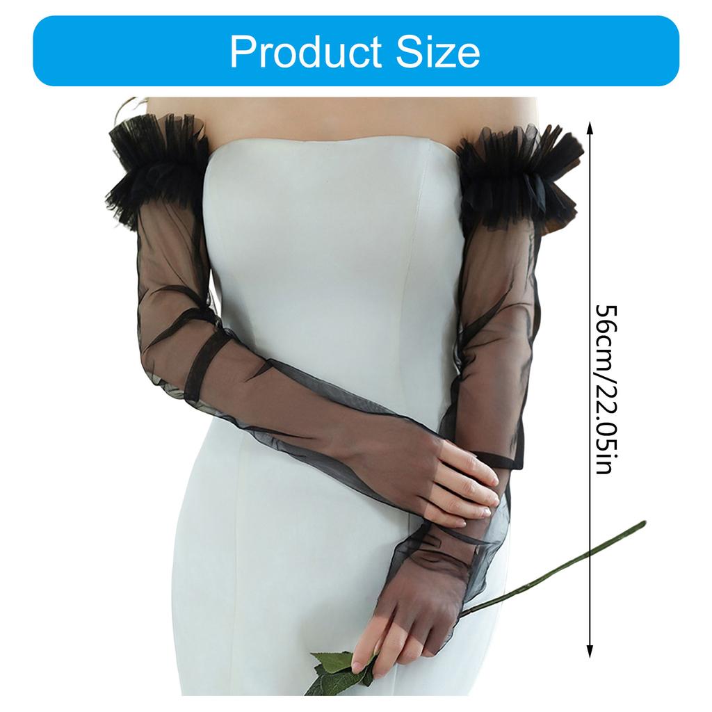 Long Sheer Gloves with Embroidery Flower Bridal Gloves for Special Occasion Wedding Bride Gloves Party Accessories