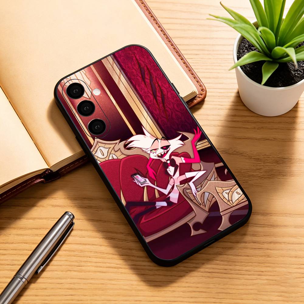 H-hazbin hotel ангел пыль Чехол для телефона Черный Силикон Мягкий Для Samsung Galaxy A73,A72,A71,A70,A53,A52,A51