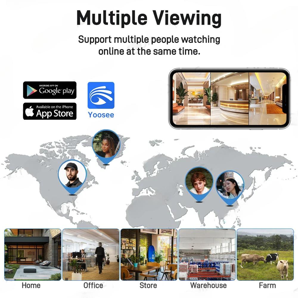 6K 12MP WiFi камера наружная камера безопасности три экрана три объектива PTZ 360° охранная система видеонаблюдения камера Yoosee