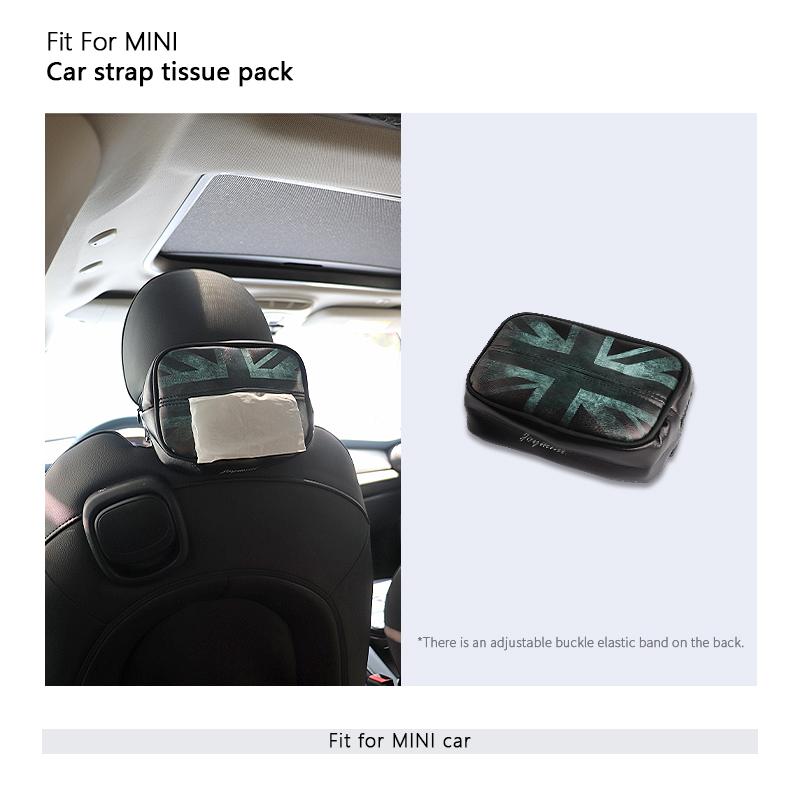 1PC Car Leather Tissue Box For Mini All Series Car Seat Backrest Hanging Tissue Box Armrest Box Car Interior Accessories