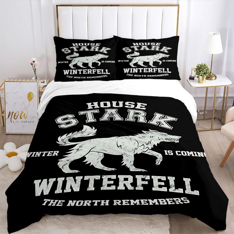 House Stark Winterfell Print 3Pcs Bedding Setduvet Cover With 2 Bedropillowcase Home Birthday Gift