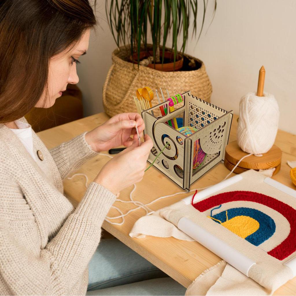 Универсальная деревянная миска для пряжи, органайзер для вязания крючком, держатель для хранения, деревянный диспенсер для пряжи «сделай сам», миска для вязания крючком, мотки