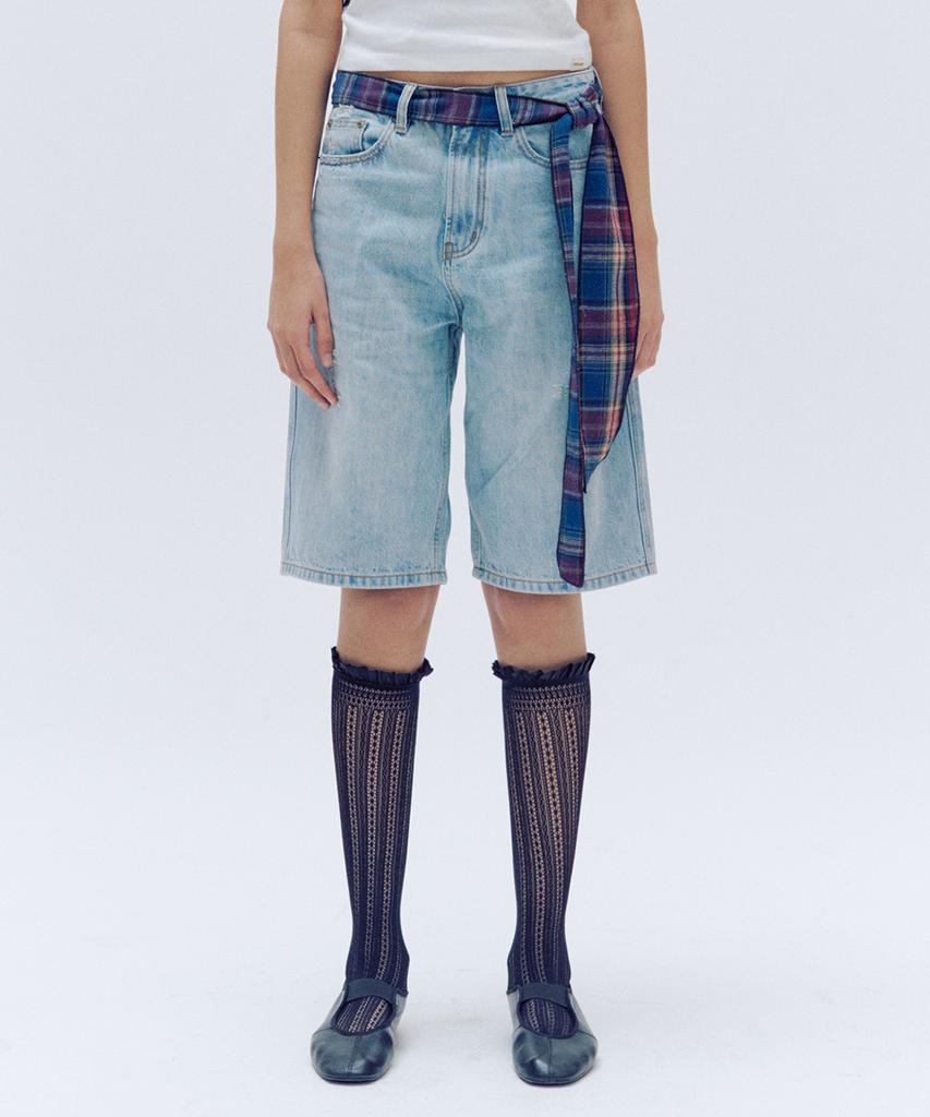 TRIPSHOP Scarf Denim Shorts