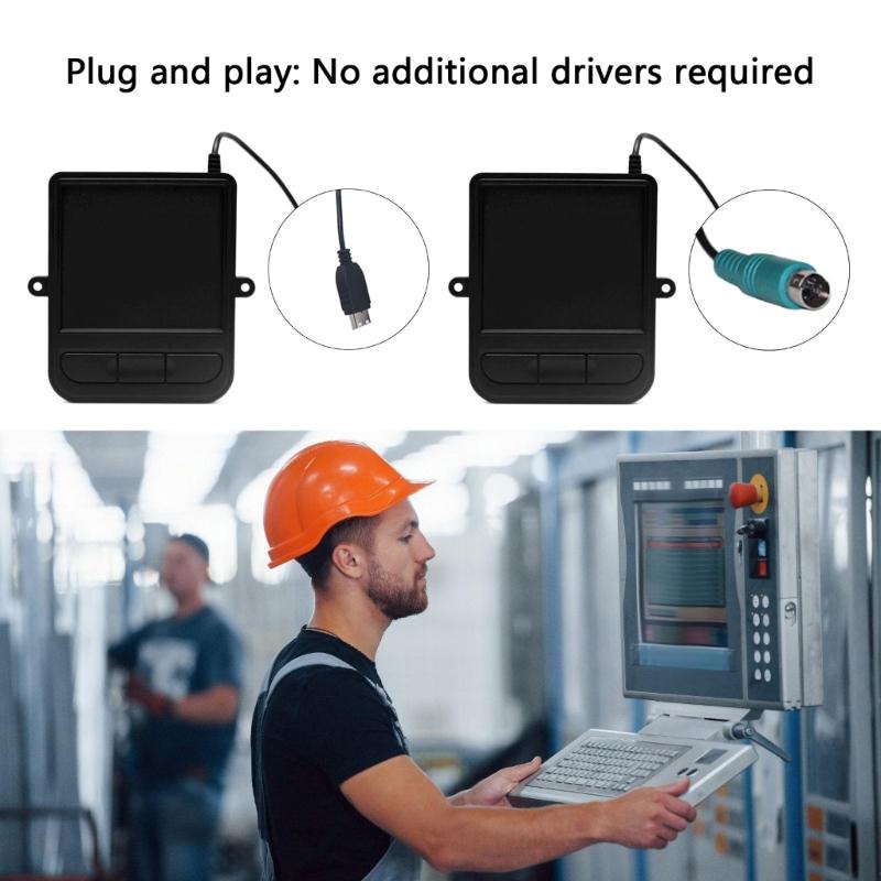 Прочный промышленный проводной USB-тачпад с сенсорной областью и трекболом для высокоточных приложений. Прост в использовании