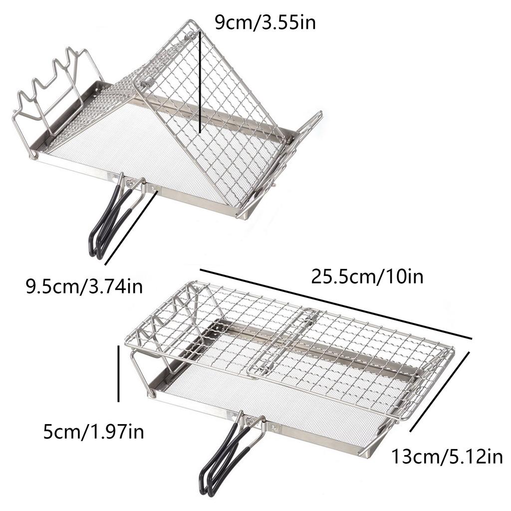 Camping Stainless Steels Toaster Holder Heat Resistant Bread Grilling Rack for Barbecue Foldable Bread Warmer Grill Rack