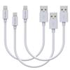 Lot of 3 Cables 20cm USB Lightning Charger White for iPhone 14 / 13 / 12 / 11 / SE / X / XR / 7 / 8 / 6 / 5 / AirPods Phonillico