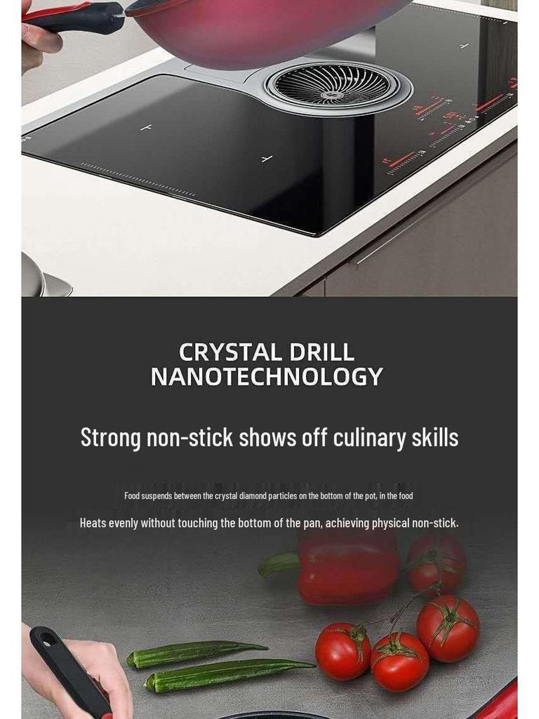 Непригораемый вок из немецкого хрусталя: Сковорода вок с плоским дном без дыма для индукционных и газовых плит.