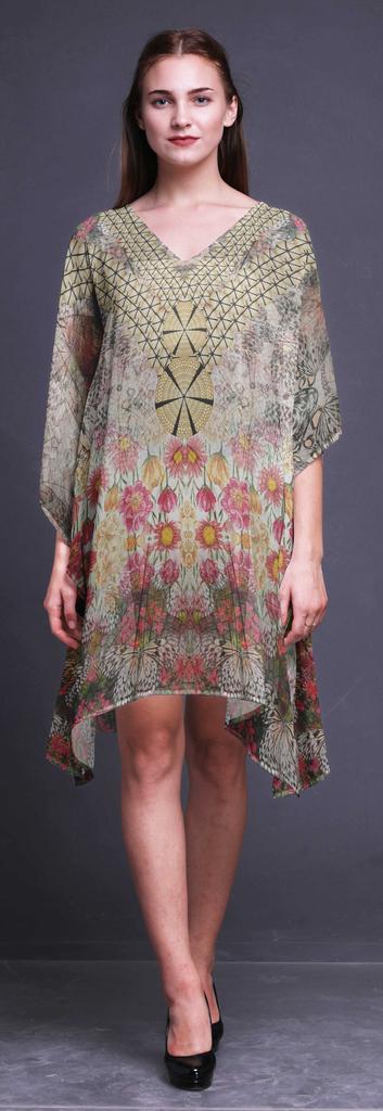 Phagun Ladies Plus Size Kaftan Summer Wear Beach Coverup Kimono Kaftan-4X-5X