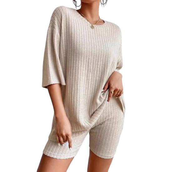 Женский летний спортивный костюм из 2 предметов с круглым вырезом и короткими рукавами, тонкий топ в американском стиле, шорты с высокой талией, спортивный костюм, летняя одежда для йоги