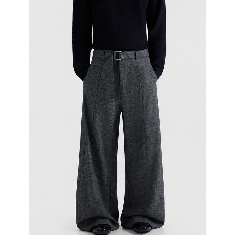 Blaexit Yuppie Стиль Старые Деньги Мужские Повседневные Брюки Свободного Кроя Драпировка Cleanfit из Смесовой Шерсти