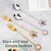 304 Stainless Steel Mixing Spoon with Long Handle Love Heart Star Shape Pendant Fruit Yogurt Honey Mixing Fork Kitchen Tableware