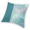 Цветочный Бирюзовый Серо-голубой Квадратная Наволочка Полиэстер Лен Бархат Узор Молния Декоративная Наволочка для Домашней Подушки 18"