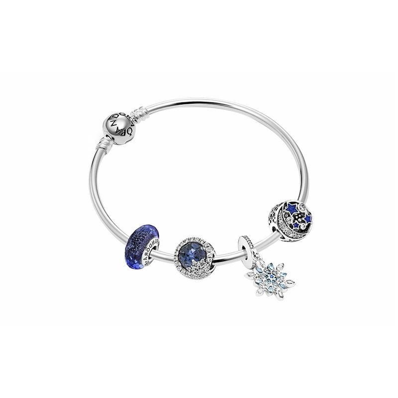 Pandora Interstellar Series Fantasy Snowflake 925 Silver Synthetic Cubic Zirconia Bracelet Set Women's ZT0869
