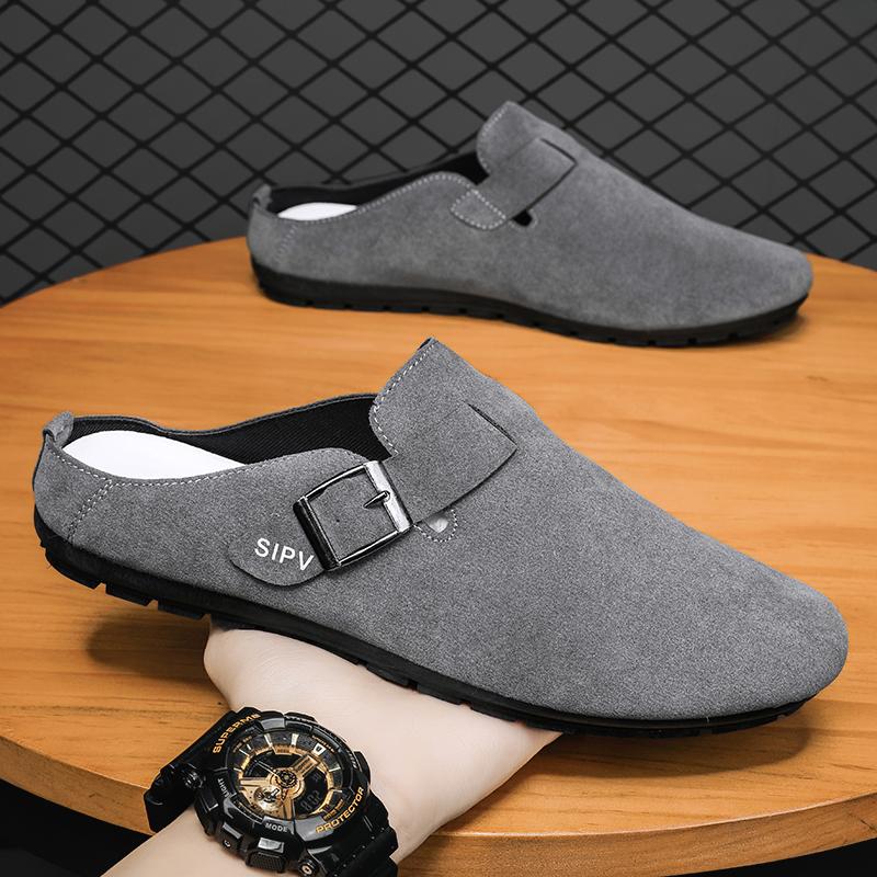 Новые модные универсальные тапочки с круглым носком для мужчин, нескользящие, летние модные повседневные сандалии для отдыха на открытом воздухе, плоские туфли для мужчин, легкие