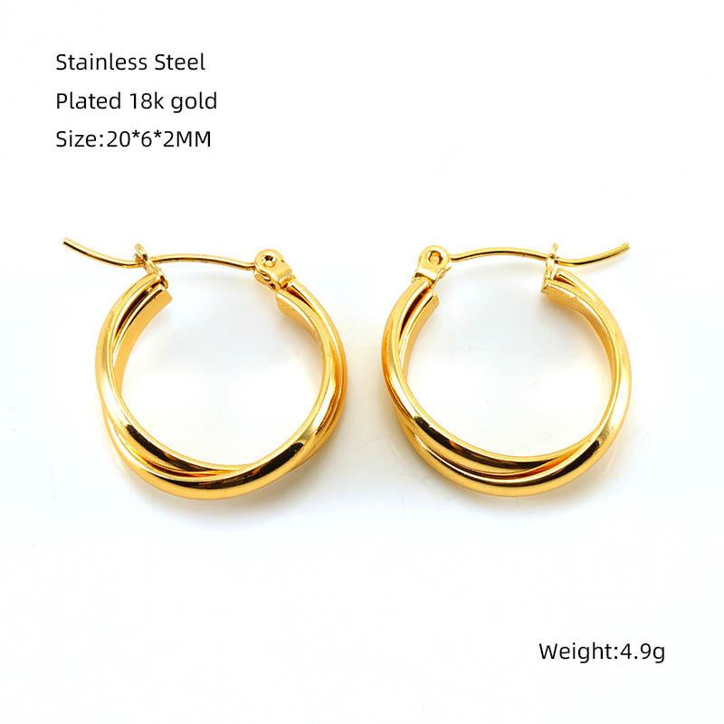 Stainless Steel Multi Layer Twist Hoop Earrings For Women Personality Minimalism Earrings Jewelry Accessory