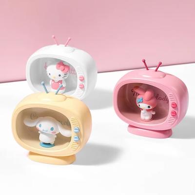 Милая аниме-фигурка Sanrio, ночник Cinnamoroll, My Melody, Hello Kitty, настольная модель телевизора, декоративный светильник, подарок для девочек.