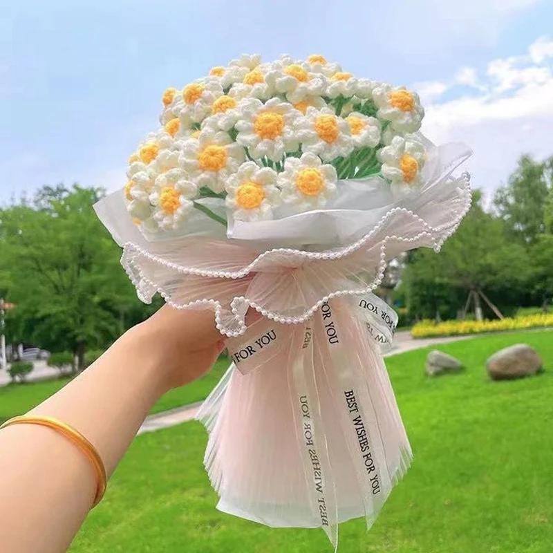 Sunflowers Crochet Flowers Girasol Flower Bouquet Ins Graduation Hand-Knitted Bouquet New Year Gifts Wedding Room Decor