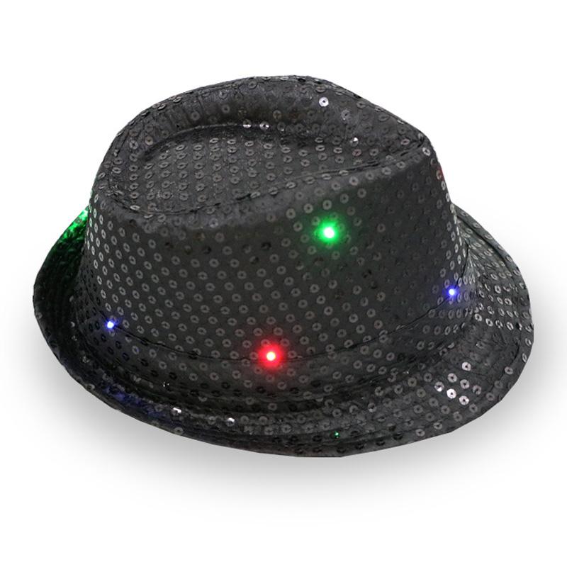 Led Light Up Jazz Hat Cowboy Hat Stage Performance Party Accessory With Replaceable Battery And Long Working Time