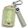 QBUC For Jeep 6 Buttons Key Fob Cover, Key Fob Case With Keychain For Jeep -2024 Cherokee Grand Cherokee Wagoneer Grand Wagoneer Compass Renegade