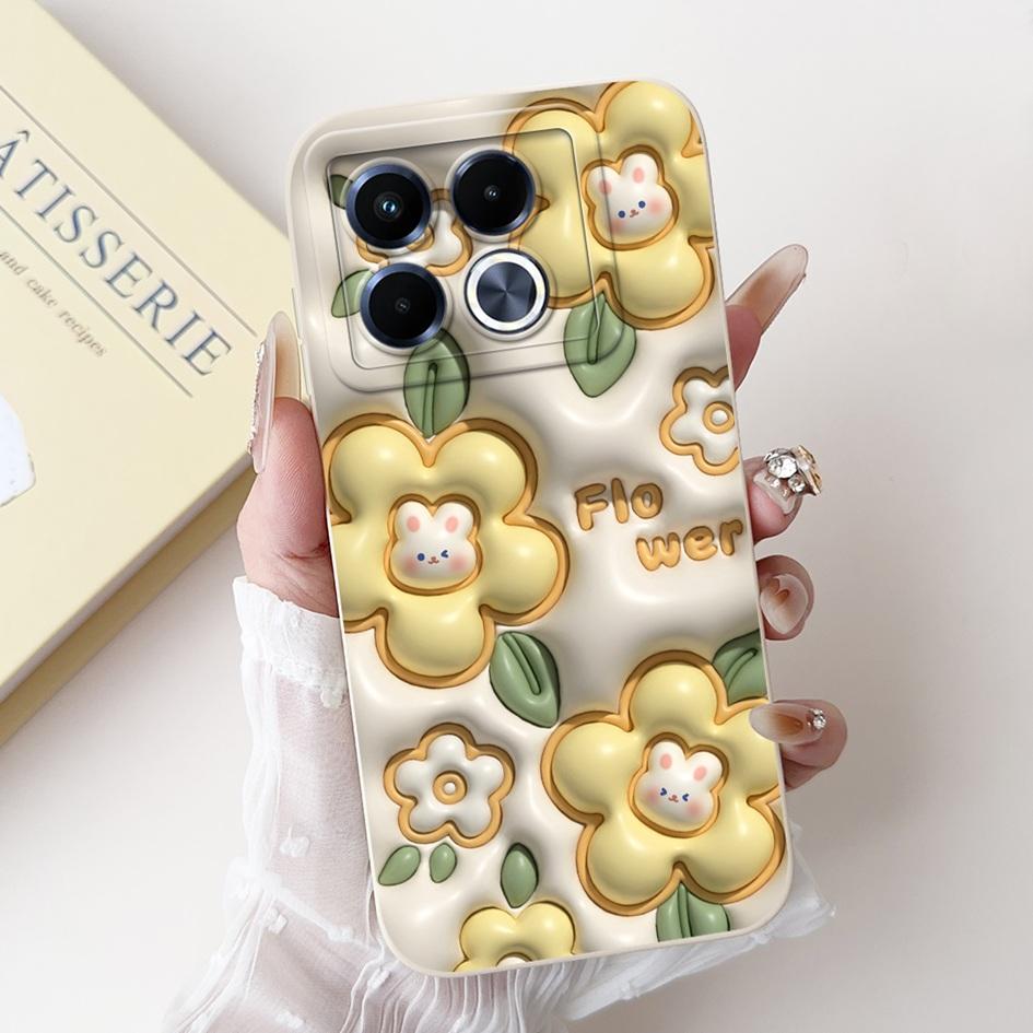 For Infinix Note 40 5G Case Cartoon Rabbit Flower Anti Slip Bumper Soft Silicone Cover For Infinix Note40 X6852 X6851 Phone Case