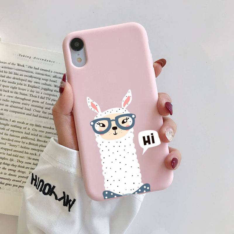 Kawaii милый чехол для телефона с рисунком ламы альпаки и животными для iphone 13 12 11 Pro Max X XS Max XR 7 8 6 6S Plus, чехлы из ТПУ для пар, капа
