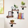 5-Tier Industrial Wall Mounted Storage Rack – Metal Frame & Wood Shelves – 44 lbs Load Capacity per Tier – Black & Brown