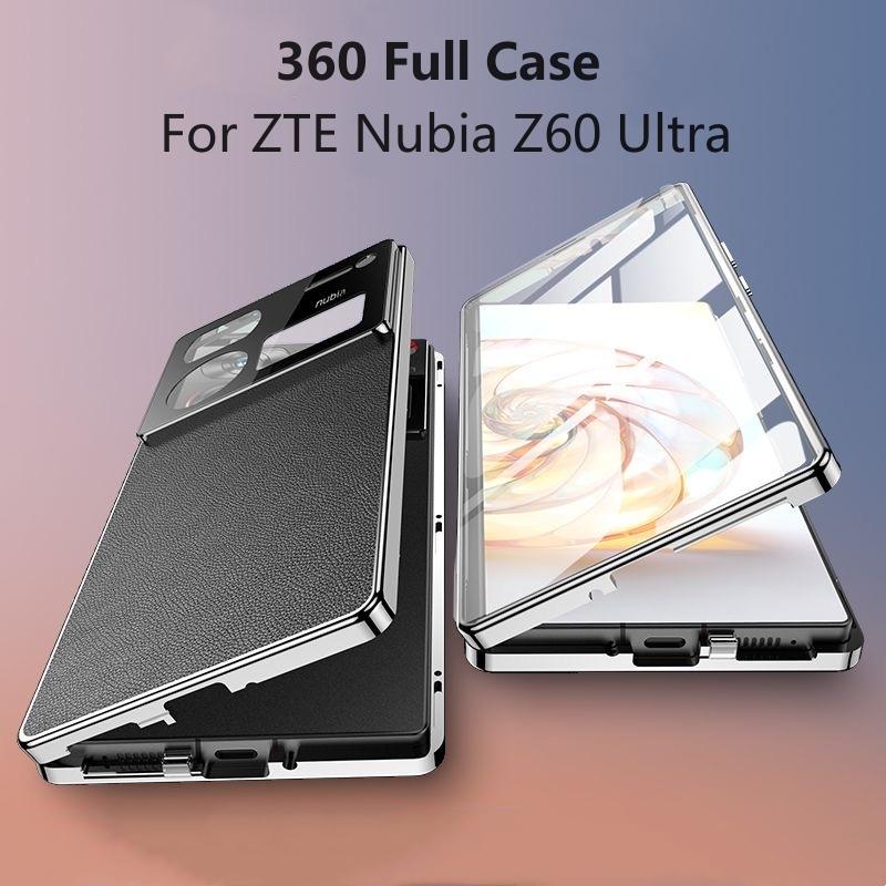 Полный Чехол 360 для ZTE Nubia Z60 Ultra Чехол Закаленное Стекло Кожаная Крышка Для Nubia Z60Ultra Оболочка Двусторонняя Защита Бампер