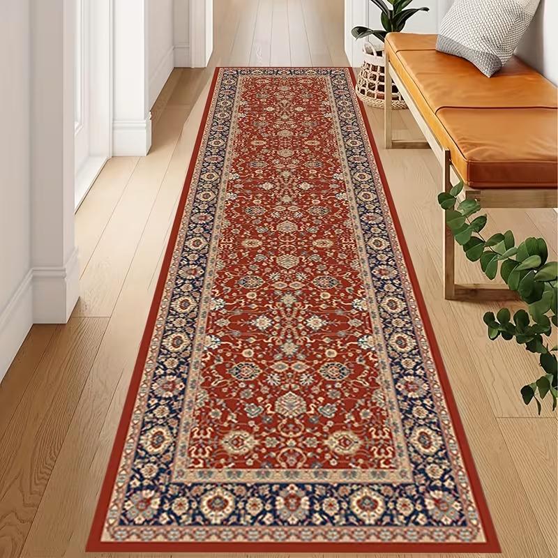 Мозаичный ковер с инкрустацией камнем, Круговой узор, Палитра земляных тонов, Текстурированный напольный коврик для современного оформления прихожей