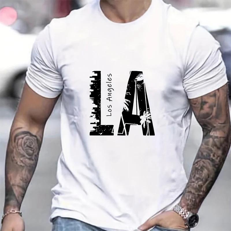 Funny Palm Tree Print T-shirts for Men Tshirts Graphic Clothing Spring Holiday Short Sleeve Loose Oversized Tops Boys Tees