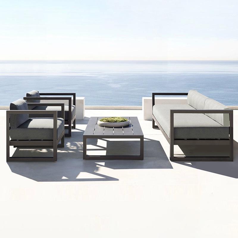 Aluminum Alloy Outdoor Rattan Sofa Set with Waterproof Coffee Table