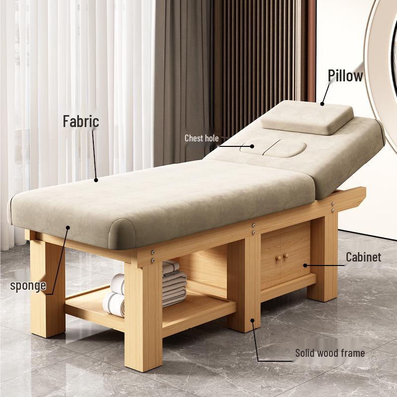 Solid Wood Beauty Massage Bed for Spa and Salon Treatments